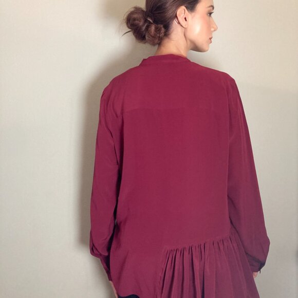 Stella McCartney Silk Button-up Blouse ~ Magenta Pink Ruffle Pocket ~ Sz 46 - Picture 3 of 9